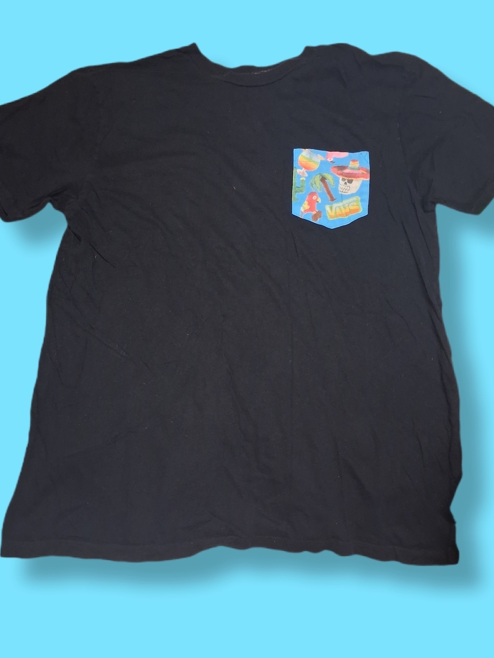 Vans Kids Black Pocket Tee with Colorful Graphic